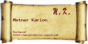 Metner Karion névjegykártya